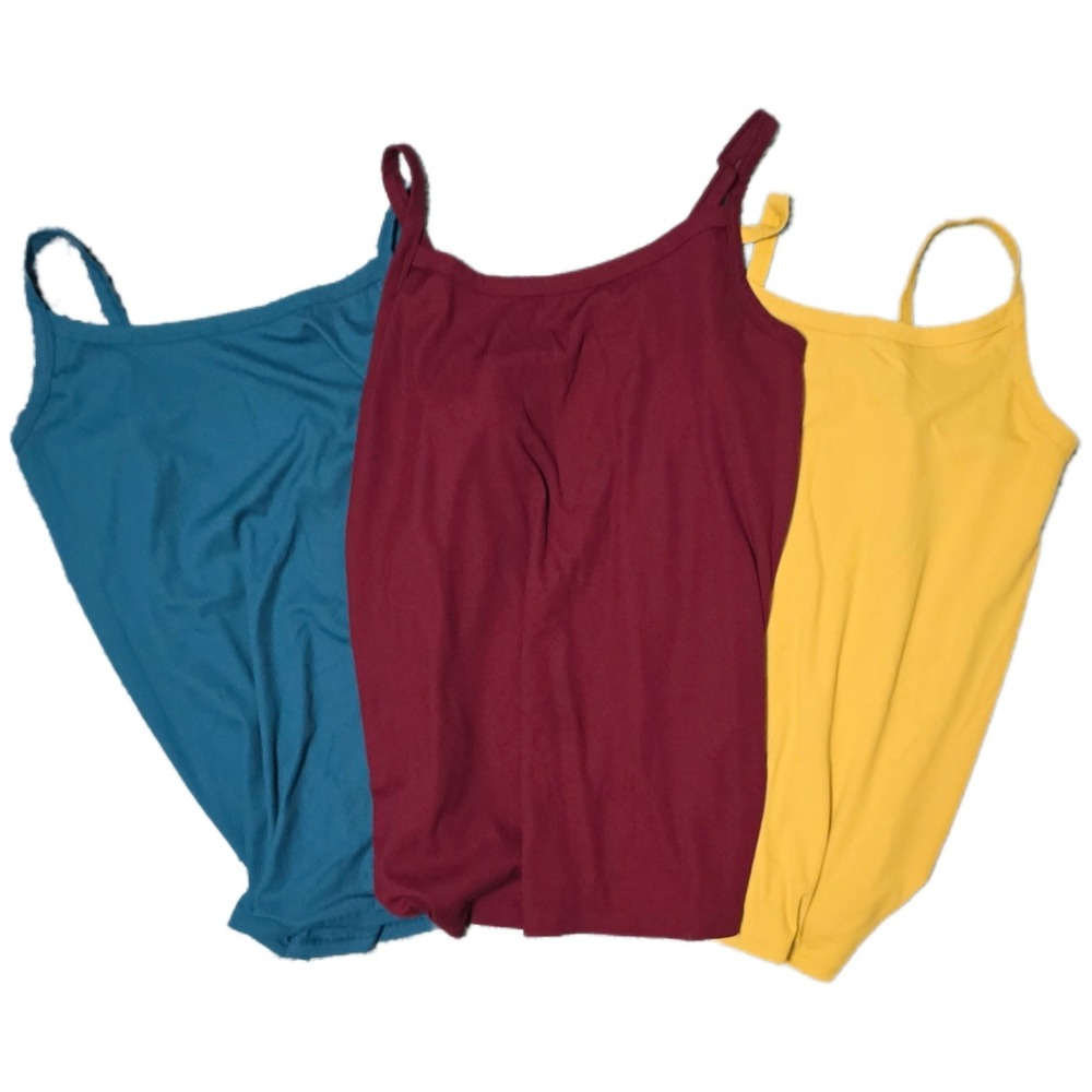 Set of 3 XXL 19 Ribbed Tank Top Bundle Sleeveless Maroon Blue Mustard (T)